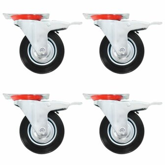 Zwenkwielen met dubbele remmen 4 st 100 mm 1