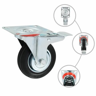Zwenkwielen met dubbele remmen 4 st 100 mm 2