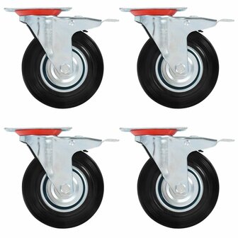 Zwenkwielen met dubbele remmen 4 st 125 mm 1