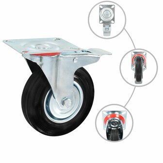 Zwenkwielen met dubbele remmen 4 st 125 mm 2