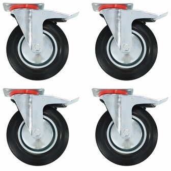 Zwenkwielen met dubbele remmen 4 st 200 mm 1