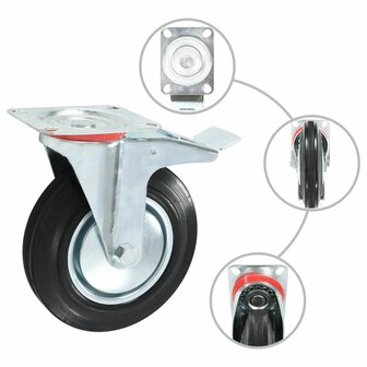 Zwenkwielen met dubbele remmen 4 st 200 mm 2