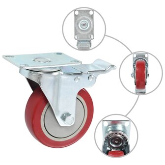 Zwenkwielen met dubbele remmen 4 st 100 mm   2