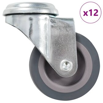 12 st Zwenkwielen met boutgaten 50 mm 1