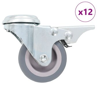 12 st Zwenkwielen met boutgaten 50 mm 1