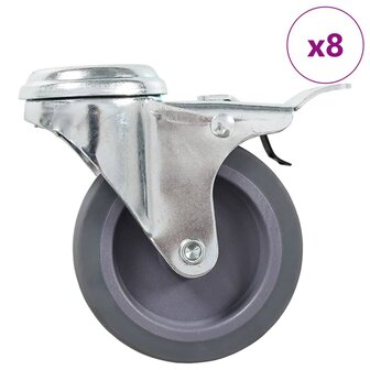8 st Zwenkwielen met boutgaten 75 mm 1