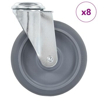 8 st Zwenkwielen met boutgaten 125 mm 1