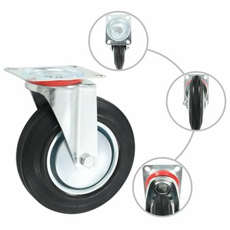 8 st Zwenkwielen 200 mm 3