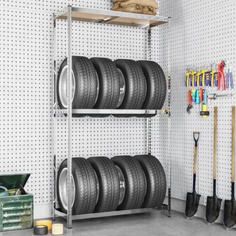 Bandenrek 2-laags 110x40x180 cm staal zilverkleurig 1