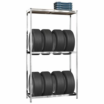 Bandenrek 2-laags 110x40x180 cm staal zilverkleurig 3