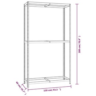 Bandenrek 2-laags 110x40x180 cm staal zilverkleurig 8