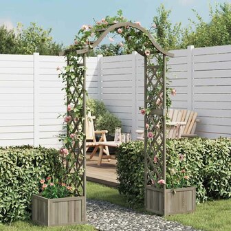 Pergola met plantenbak massief vurenhout grijs 1