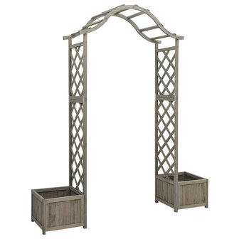 Pergola met plantenbak massief vurenhout grijs 2
