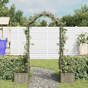 Pergola met plantenbak massief vurenhout grijs 3