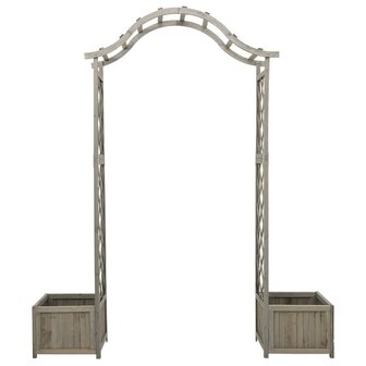 Pergola met plantenbak massief vurenhout grijs 4