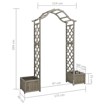 Pergola met plantenbak massief vurenhout grijs 7