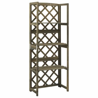 Latwerk met schappen 55x30x140 cm massief vurenhout grijs 1