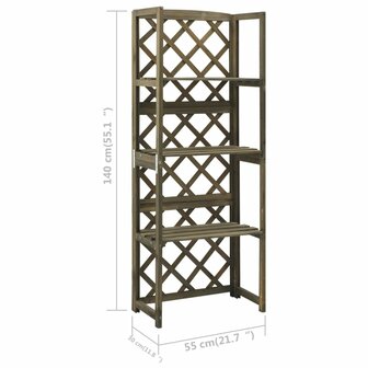 Latwerk met schappen 55x30x140 cm massief vurenhout grijs 6