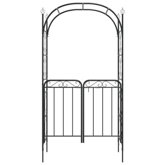 Tuinboog met poort 108x45x235 cm staal zwart 3