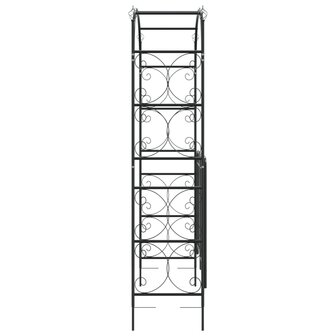 Tuinboog met poort 108x45x235 cm staal zwart 4
