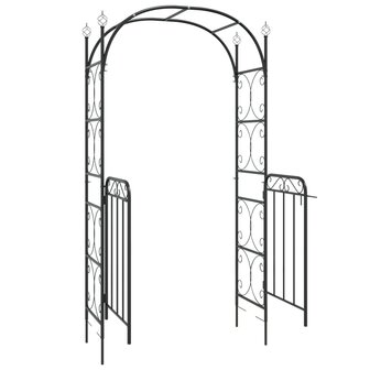 Tuinboog met poort 108x45x235 cm staal zwart 5