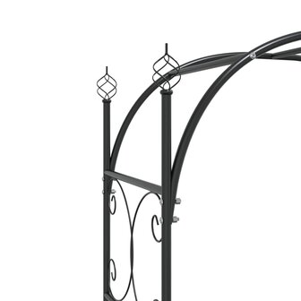 Tuinboog met poort 108x45x235 cm staal zwart 6