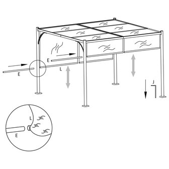 Pergola met verstelbaar dak 3x3 m staal cr&egrave;mewit  6