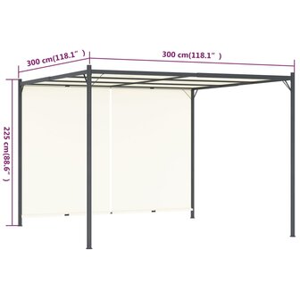 Pergola met verstelbaar dak 3x3 m staal cr&egrave;mewit  7