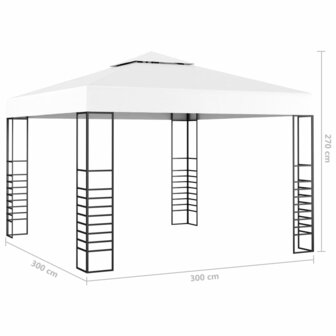 Tuinpaviljoen met LED-lichtslinger 3x3 m wit 7