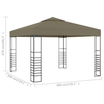 Tuinpaviljoen 180 g/m&sup2; 3x3 m taupe 5