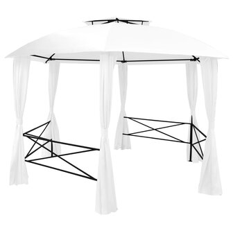 Tuinpaviljoen met gordijnen 180 g/m&sup2; 360x312x265 cm wit 2