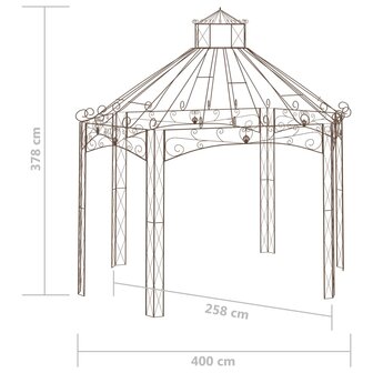 Tuinpaviljoen 400x258x378 cm ijzer antiekbruin 6