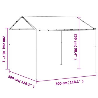 Tuinpaviljoen 3x3 m staal en stof beige 9