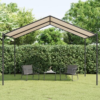 Tuinpaviljoen 4x4 m staal en stof beige 1
