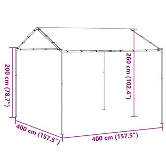 Tuinpaviljoen 4x4 m staal en stof beige 9