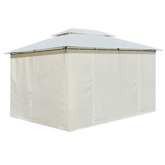 Tuinpaviljoen met gordijnen 4x3 m wit 3