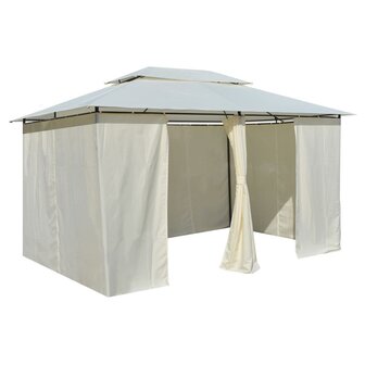Tuinpaviljoen met gordijnen 4x3 m wit 4
