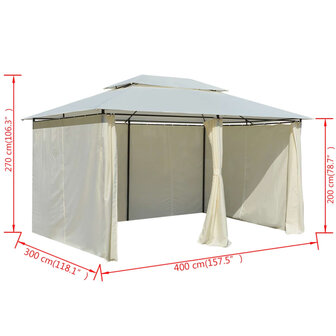 Tuinpaviljoen met gordijnen 4x3 m wit 8