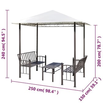Tuinpaviljoen met tafel en bankjes 2,5x1,5x2,4 m 6
