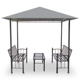 Tuinpaviljoen met tafel en bankjes 2,5x1,5x2,4 m antraciet 3