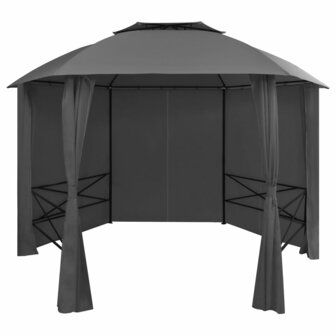 Tuinpaviljoen met gordijnen hexagonaal 360x265 cm 1
