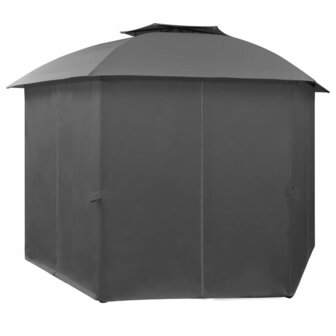 Tuinpaviljoen met gordijnen hexagonaal 360x265 cm 3