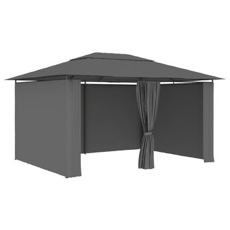 Tuinpaviljoen met gordijnen 4x3 m antraciet 1