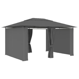 Tuinpaviljoen met gordijnen 4x3 m antraciet 2