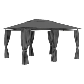 Tuinpaviljoen met gordijnen 4x3 m antraciet 3