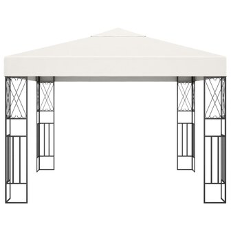 Prieel met LED-lichtslinger 3x3 m stof cr&egrave;mekleurig 4