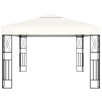 Prieel met LED-lichtslinger 3x4 m stof cr&egrave;mekleurig 5