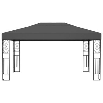 Prieel met LED-lichtslinger 3x4 m stof antracietkleurig 4