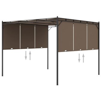 Tuinprieel met zijgordijn 3x3x2,25 m taupe 1