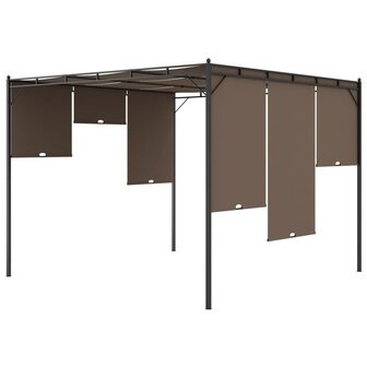Tuinprieel met zijgordijn 3x3x2,25 m taupe 7
